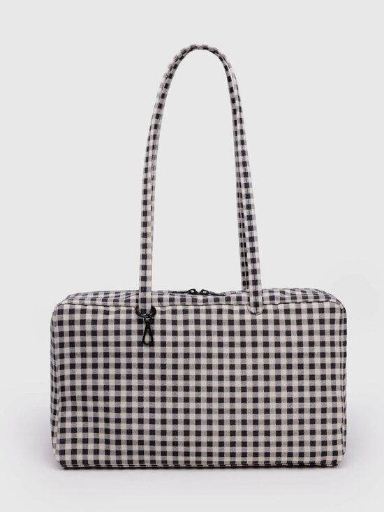 BAGGU Handbags - Baggu Medium Nylon Bowler Bag in Black and White Gingham